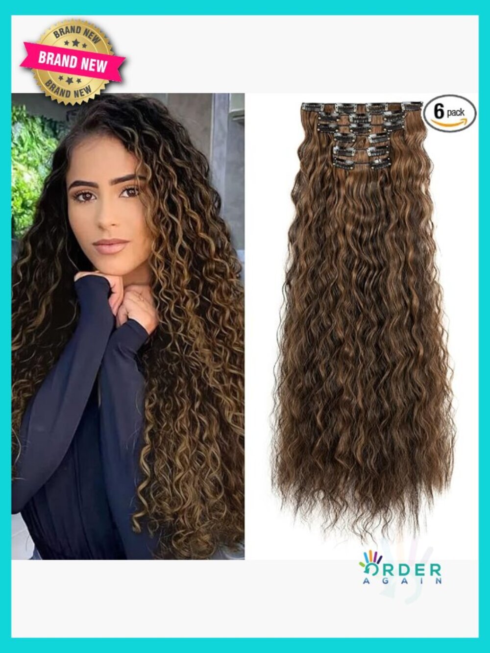 6 Piece Clip In Hair Extensions Long Mermaid Waves Synthetic Hairpiece For Women